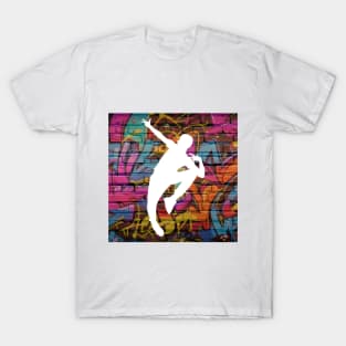 Break Dancer on Graffiti Background 11 T-Shirt